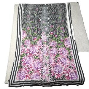 Anthropologie Mila Floral Printed Duster Kimono One Size Floral Black White